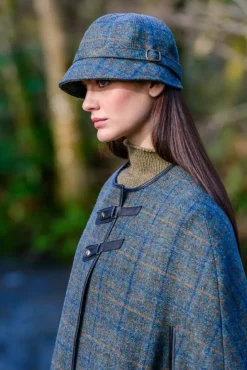 Aran Wool Hats|Ladies Hats*Sweater Shop Ladies Irish Flapper Cap Green Brown Check Col: 782