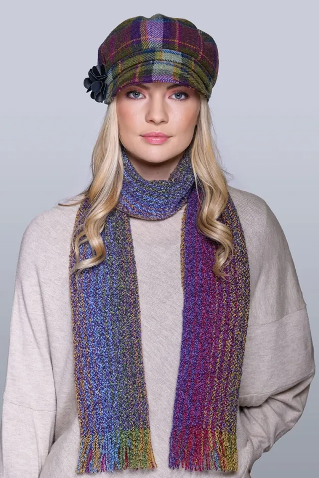 Ladies Hats*Sweater Shop LADIES IRISH NEWSBOY CAP PURPLE CHECK