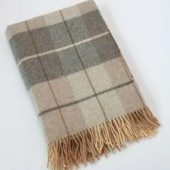 Lambswool*Sweater Shop Lambswool Throw Beige Cream and Grey Col: 629