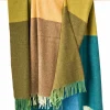Lambswool*Sweater Shop Lambswool Throw Blue Green Mustard Col. 612
