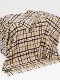 Lambswool*Sweater Shop Lambswool Throw Camel of Merrick Tartan Col: 621