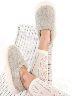 Wool Slippers|Slippers*Sweater Shop Light Grey Wool Slippers