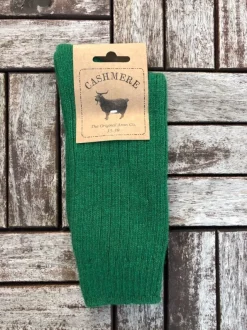 Wool Slippers|Aran Wool Socks*Sweater Shop Luxury Ladies Cashmere Blend Socks - Green (Size 35-39)
