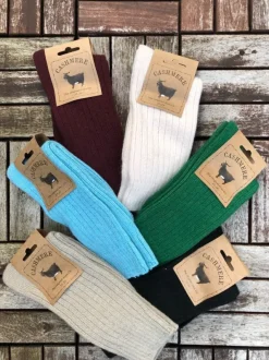 Wool Slippers|Aran Wool Socks*Sweater Shop Luxury Ladies Cashmere Blend Socks - Green (Size 35-39)