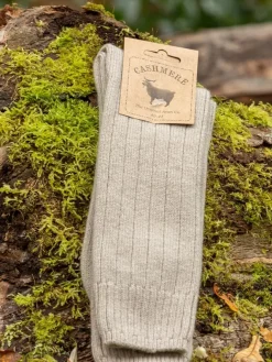 Wool Slippers|Aran Wool Socks*Sweater Shop Luxury Mens Cashmere Socks - Beige (Size 40-45)
