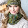Aran Wool Hats*Sweater Shop Made in Ireland Snood and Hat Set Green