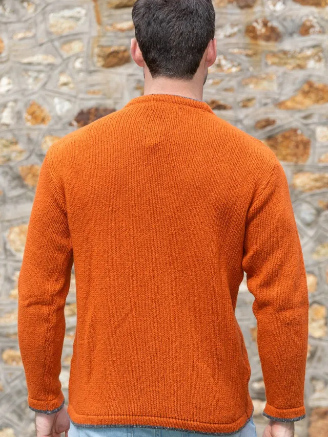 Cashmere And Merino Sweaters|Mens Fisherman Sweaters*Sweater Shop Men's Crew Neck Wool and Cashmere Sweater Terracotta