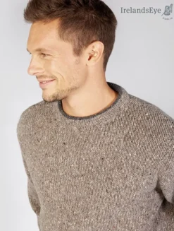 Mens Fisherman Sweaters|Mens Knitwear*Sweater Shop Men's Crew Neck Wool and Cashmere Sweater Rocky Ground