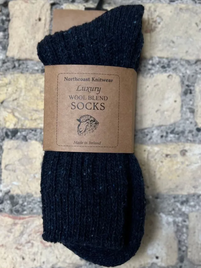 Aran Wool Socks*Sweater Shop Mens Luxury Wool Blend Socks Navy
