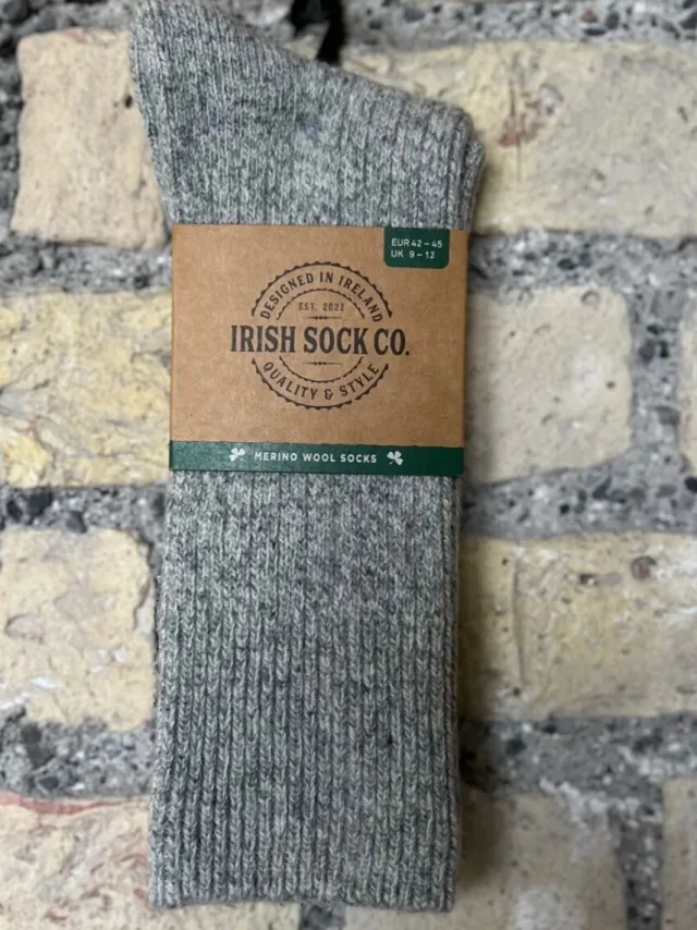 Aran Wool Socks*Sweater Shop Mens Merino Wool Socks Grey
