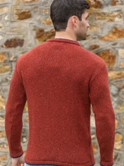 Mens Knitwear|Cashmere And Merino Sweaters*Sweater Shop Men's Wool and Cashmere Crew Neck Copper Marl