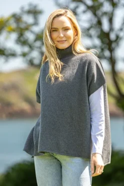 Cashmere And Merino Wool Sweaters*Sweater Shop Merino Wool & Cashmere Short Sleeve Sweater Dark Grey