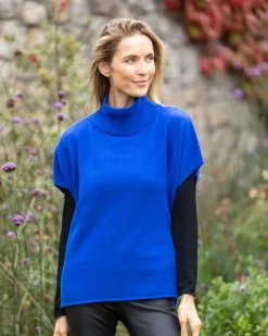 Cashmere And Merino Wool Sweaters*Sweater Shop Merino Wool & Cashmere Short Sleeve Sweater Indigo Blue