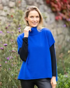 Cashmere And Merino Wool Sweaters*Sweater Shop Merino Wool & Cashmere Short Sleeve Sweater Indigo Blue