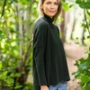 Designer Knitwear|Womens Irish Knitwear*Sweater Shop Merino Wool and Cashmere High Neck Sweater Olive