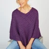 Womens Irish Knitwear|Ladies Aran Ponchos & Capes*Sweater Shop Merino Wool V Neck Poncho - Pink Mix