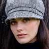 Aran Wool Hats|Ladies Hats*Sweater Shop Newsboy Cap Grey Herringbone col.1