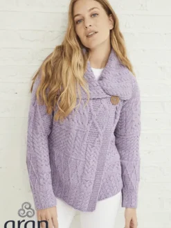 Womens Irish Knitwear|Ladies Cardigans*Sweater Shop Patchwork One Button Cardigan Lilac