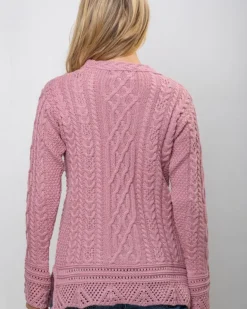 Womens Irish Knitwear*Sweater Shop Pink Tunic Sweater Merino Wool