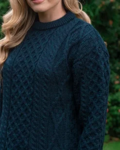 Womens Irish Knitwear*Sweater Shop Pure Wool Aran Sweater Unisex Black Watch