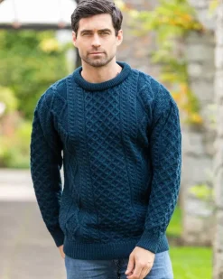 Womens Irish Knitwear*Sweater Shop Pure Wool Aran Sweater Unisex Black Watch