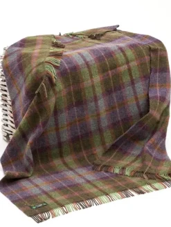 Pure Wool Throw*Sweater Shop Pure Wool Throw Green and Purple Tartan - Col.LW187