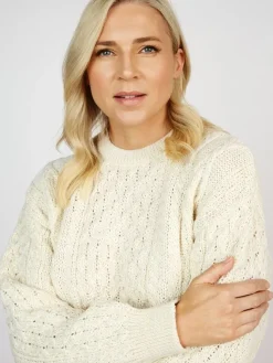 Womens Irish Knitwear|Womens Aran Fisherman Sweaters*Sweater Shop Pure Wool Unisex Aran Sweater Natural