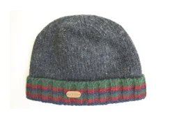 Aran Wool Hats|Mens Caps*Sweater Shop Rib pullon Turnup Hat Charcoal Green