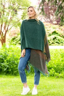 Ladies Aran Ponchos & Capes*Sweater Shop Ruanna Celtic Cape Emerald Green
