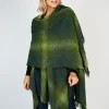 Ladies Aran Ponchos & Capes*Sweater Shop Ruanna Celtic Cape Green Check