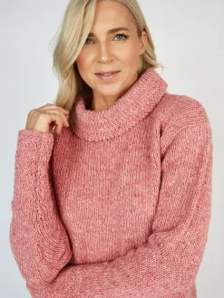 Womens Irish Knitwear|Womens Aran Fisherman Sweaters*Sweater Shop Shawl Neck Sweater Pink