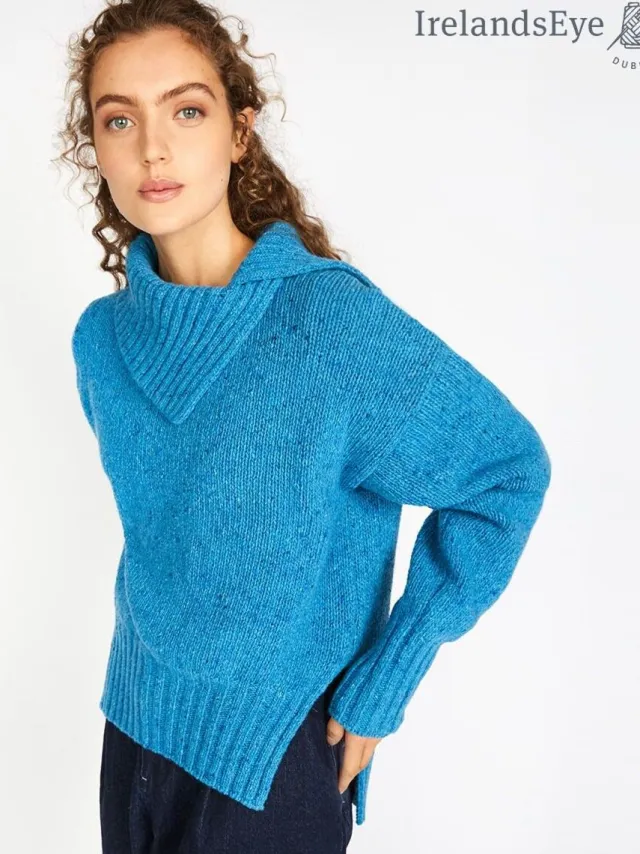 Womens Irish Knitwear*Sweater Shop Slouchy Funnel Neck Sweater