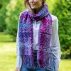 Ladies Aran Scarves*Sweater Shop Suantrai of Ireland Scarf Open Weave Purple Fuschia