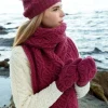 Ladies Aran Scarves|Ladies Aran Scarves*Sweater Shop Super Soft Aran Cable Knit Scarf Berry