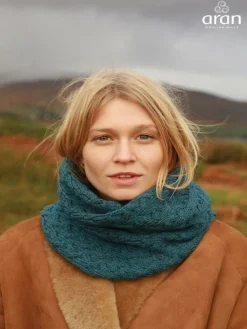 Ladies Aran Scarves*Sweater Shop Super Soft Aran Snood Blue Irish Sea