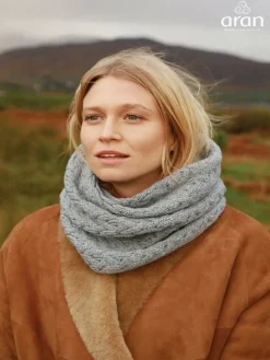 Ladies Merino Wool Scarves|Ladies Aran Scarves*Sweater Shop Super Soft Aran Snood Cloud Grey
