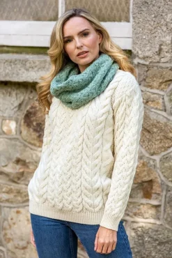 Ladies Merino Wool Scarves|Ladies Aran Scarves*Sweater Shop Super Soft Aran Snood Mint