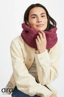 Ladies Aran Scarves*Sweater Shop Super Soft Aran Snood Rasberry Marl