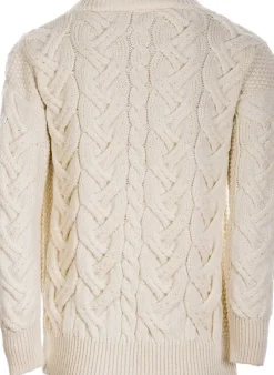 Womens Irish Knitwear|Ladies Cardigans*Sweater Shop Super Soft Aran V Neck Cardigan Natural