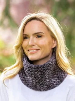 Ladies Merino Wool Scarves|Designer Knitwear*Sweater Shop Super Soft handmade Irish Snood - Charcoal