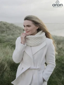 Ladies Merino Wool Scarves|Ladies Aran Scarves*Sweater Shop Super Soft Irish Aran Snood Natural