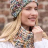 Ladies Merino Wool Scarves*Sweater Shop Super Soft Merino Wool Handmade Snood and Hat Set - Multicolour