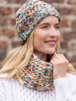 Ladies Merino Wool Scarves*Sweater Shop Super Soft Merino Wool Handmade Snood and Hat Set - Multicolour