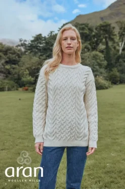 Womens Irish Knitwear|Womens Aran Fisherman Sweaters*Sweater Shop Super Soft Merino Wool Sweater Natural