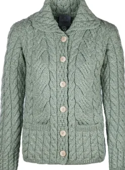 Womens Irish Knitwear|Ladies Cardigans*Sweater Shop Supersoft Merino Wool Cardigan Green