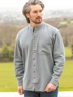 Mens Grandfather Shirts*Sweater Shop Traditional Grandfather Shirt Cloud