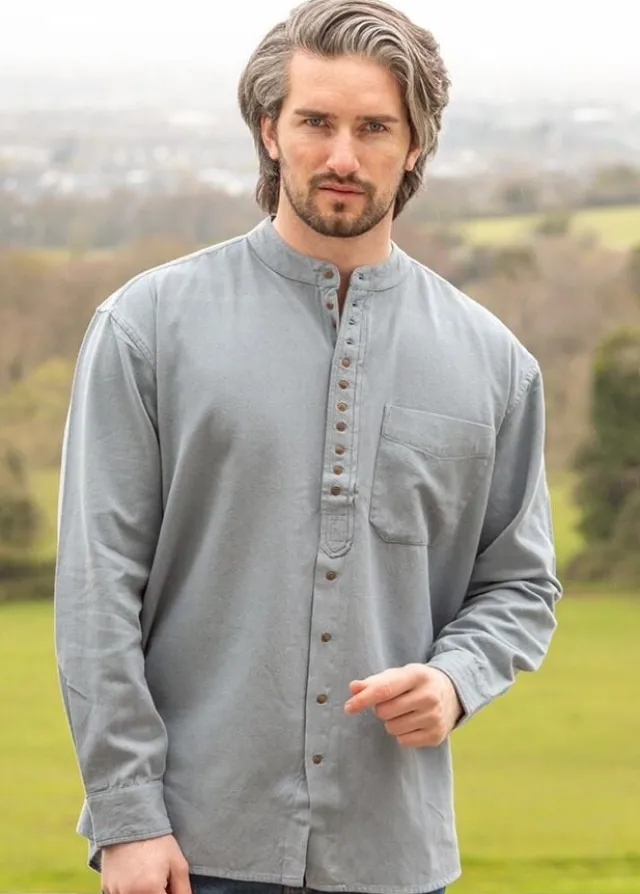 Mens Grandfather Shirts*Sweater Shop Traditional Grandfather Shirt Cloud