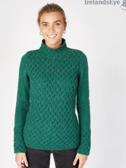 Womens Irish Knitwear*Sweater Shop Trellis Sweater Green Garden