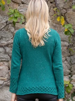 Womens Irish Knitwear*Sweater Shop Trellis Sweater Green Garden
