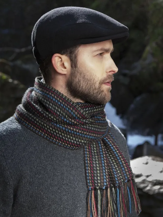 Aran Wool Hats|Mens Caps*Sweater Shop Trinity Flat Cap Black